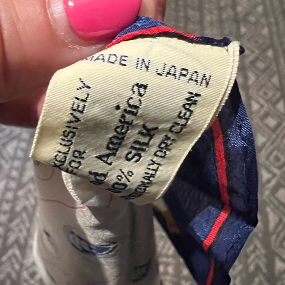 Holland America nautical 100% silk scarf Blue and White Patterned Scarf (D-308) - Picture 6 of 11